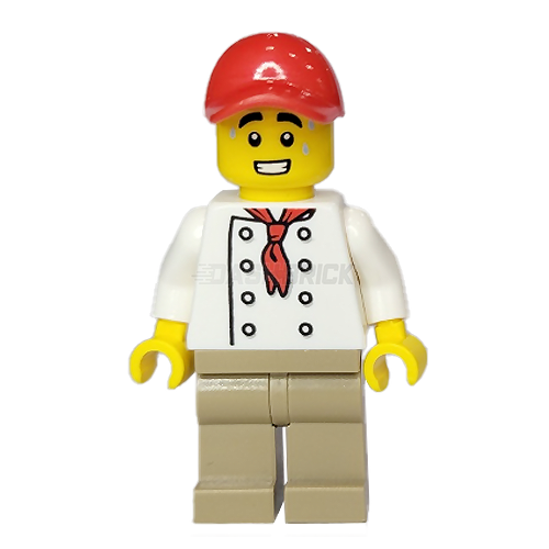 LEGO Minifigure - Hot Dog Vendor, Red Cap, Sweating [CITY]