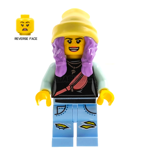 LEGO Minifigure - Parker L. Jackson, Black Top, Beanie, Smile/Scared [HIDDEN SIDE]