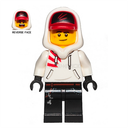 LEGO Minifigure - Jack Davids, White Hoodie, Cap, Hood, Large Smile/Grumpy [CITY]