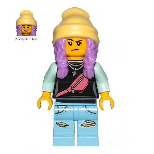 LEGO Minifigure - Parker L. Jackson - Black Top, Beanie (Smile/Grumpy) [HIDDEN SIDE]