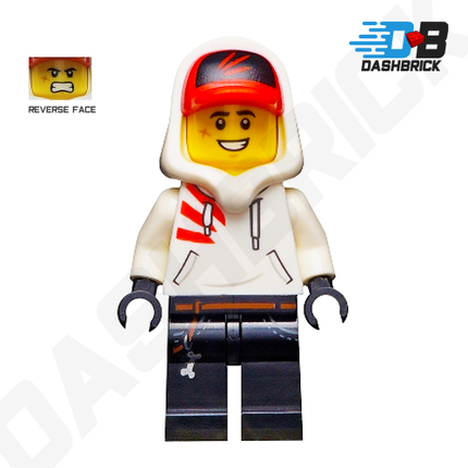 LEGO Minifigure - Jack Davids, White Hoodie, Cap and Hood, Smile with Teeth/Angry [HIDDEN SIDE]