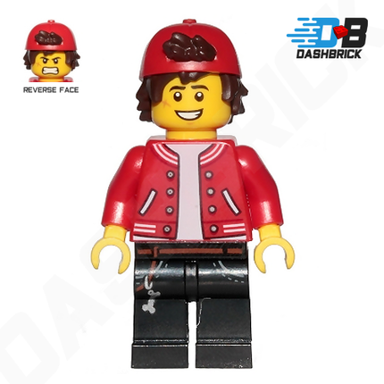LEGO Minifigure - Jack Davids - Red Jacket, Backwards Cap, Smile/Angry [HIDDEN SIDE]