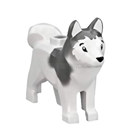 LEGO Minifigure Animal - Dog, Husky, White with Grey Print [16606pb001]