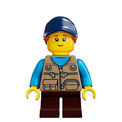 LEGO Minifigure - Camper, Girl/Child, Tan Cap, Fishing Vest [CITY]