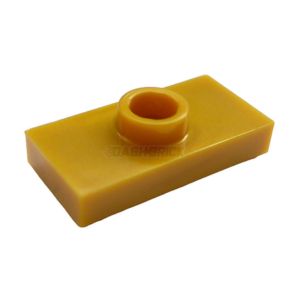 LEGO Plate, Modified 1 x 2, 1 Stud with Groove, with Jumper, Pearl Gold [15573] 6092594
