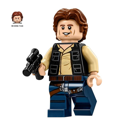 LEGO Minifigure - Han Solo, Dark Blue Legs, Vest with Pockets, Wavy Hair (2016) [STAR WARS]