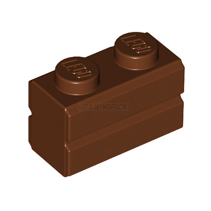 LEGO Brick, Modified 1 x 2, Masonry Profile, Reddish Brown [98283]
