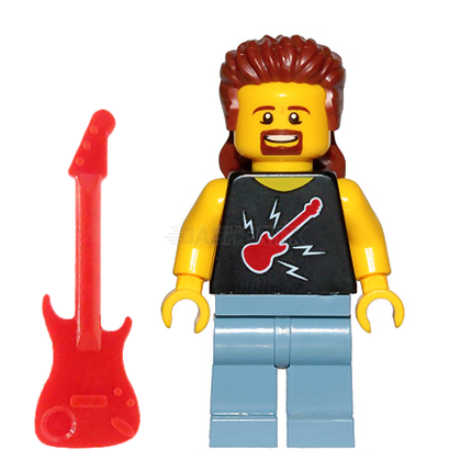 LEGO Minifigure - "Nate" Guitar Rocker Guy with Mullet [CITY]