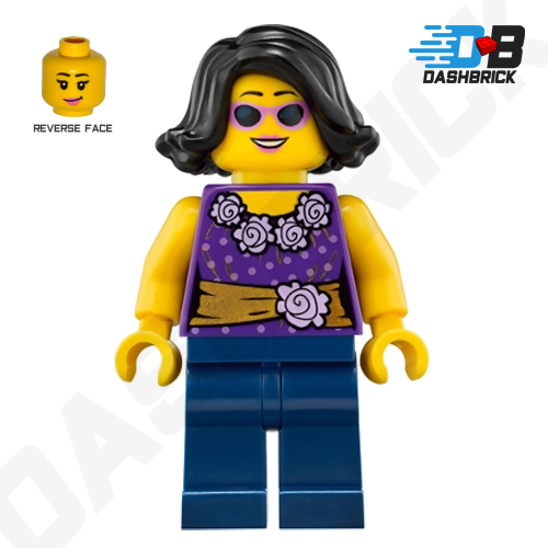 LEGO Minifigure - "Juno" Female, Purple Flower Top, Glasses [CITY]