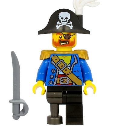 LEGO Minifigure - Pirate Captain, Bicorne Hat, Gold Epaulettes, Peg Leg [PIRATES]