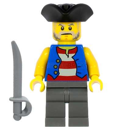 LEGO Minifigure - Pirate, Black Pirate Triangle Hat, Blue Vest [PIRATES]