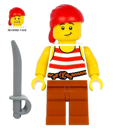 LEGO Minifigure - Pirate, Red Head Wrap, White Shirt with Red Stripes [PIRATES]