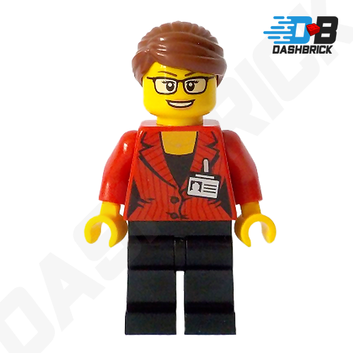 LEGO Minifigure - Reporter, Black Legs, Reddish Brown Hair Swept Back into Bun [CITY]