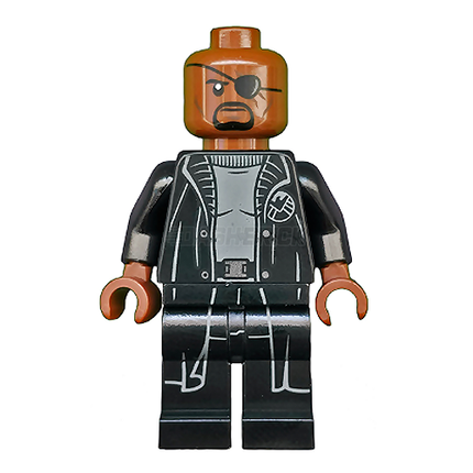 LEGO Minifigure - Nick Fury, Gray Sweater, Black Trench Coat [MARVEL]