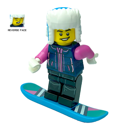 LEGO Minifigure - Snowboarder, Male, Retro Snowboard (BAM Limited Release) [CITY]
