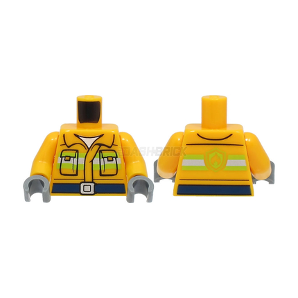 LEGO Minifigure Torso - Fire Fighter, Reflective Stripes, Fire Logo [973pb3384c01]