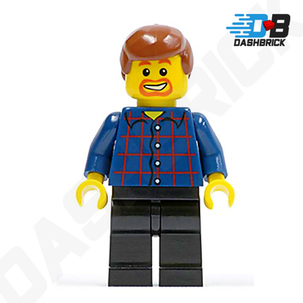 LEGO Minifigure -  BBQ Dad, Male, Plaid Button Shirt, Goatee [CITY]