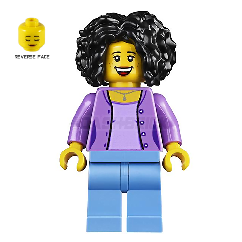 LEGO Minifigure - Female, Bushy Black Hair, Lavender Jacket, Blue Legs [CITY]
