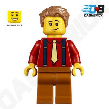 LEGO Minifigure - Male, Red Shirt, Tan Tie, Suspenders [CITY]