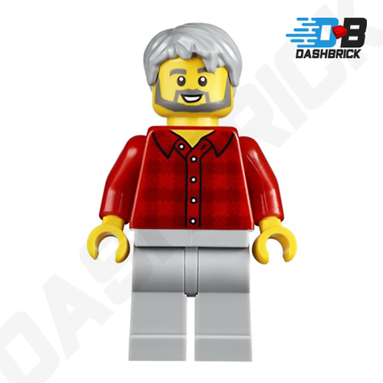 LEGO Minifigure - Male, Gray Hair & Beard, Red Flannel Shirt, Grandpa [CITY]