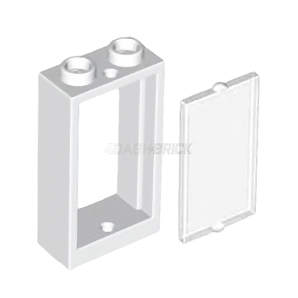 LEGO Window Frame 1 x 2 x 3 Flat Front, White + Clear Insert [60593 / 60602]