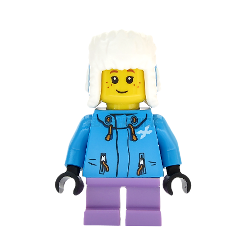 LEGO Minifigure - Winter Skier, Girl/Child, Jacket, Ushanka Hat [CITY]